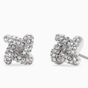 Pave knot studs silver